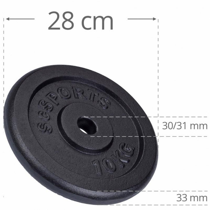 ScSPORTS valurautalevypainot 2 x 10 kg, 30 mm