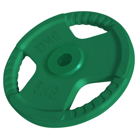 Guma dengtas svorio diskas su rankenomis 5 kg 30 mm
