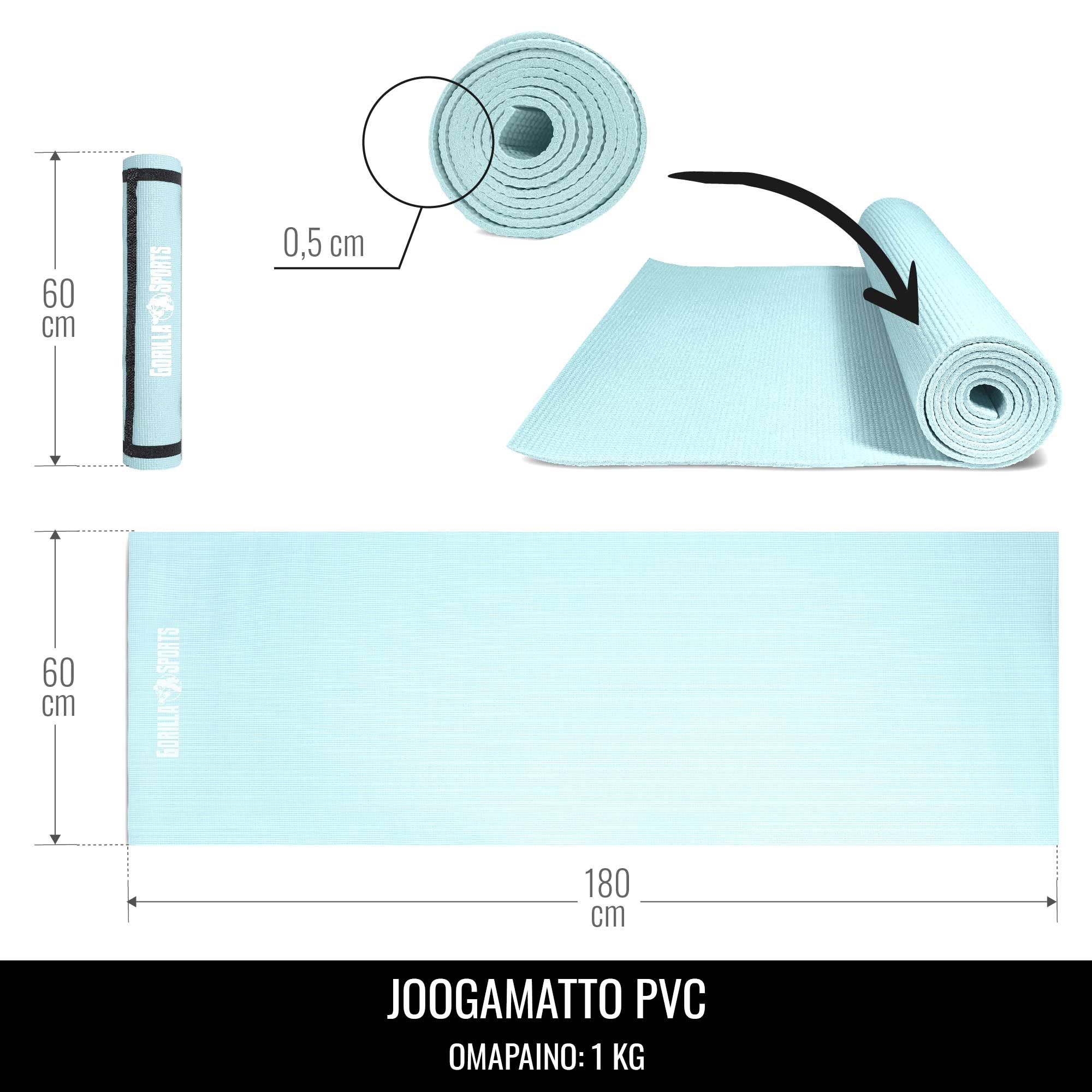 Joogamatto 5 mm 180 x 60 cm kantohihnalla