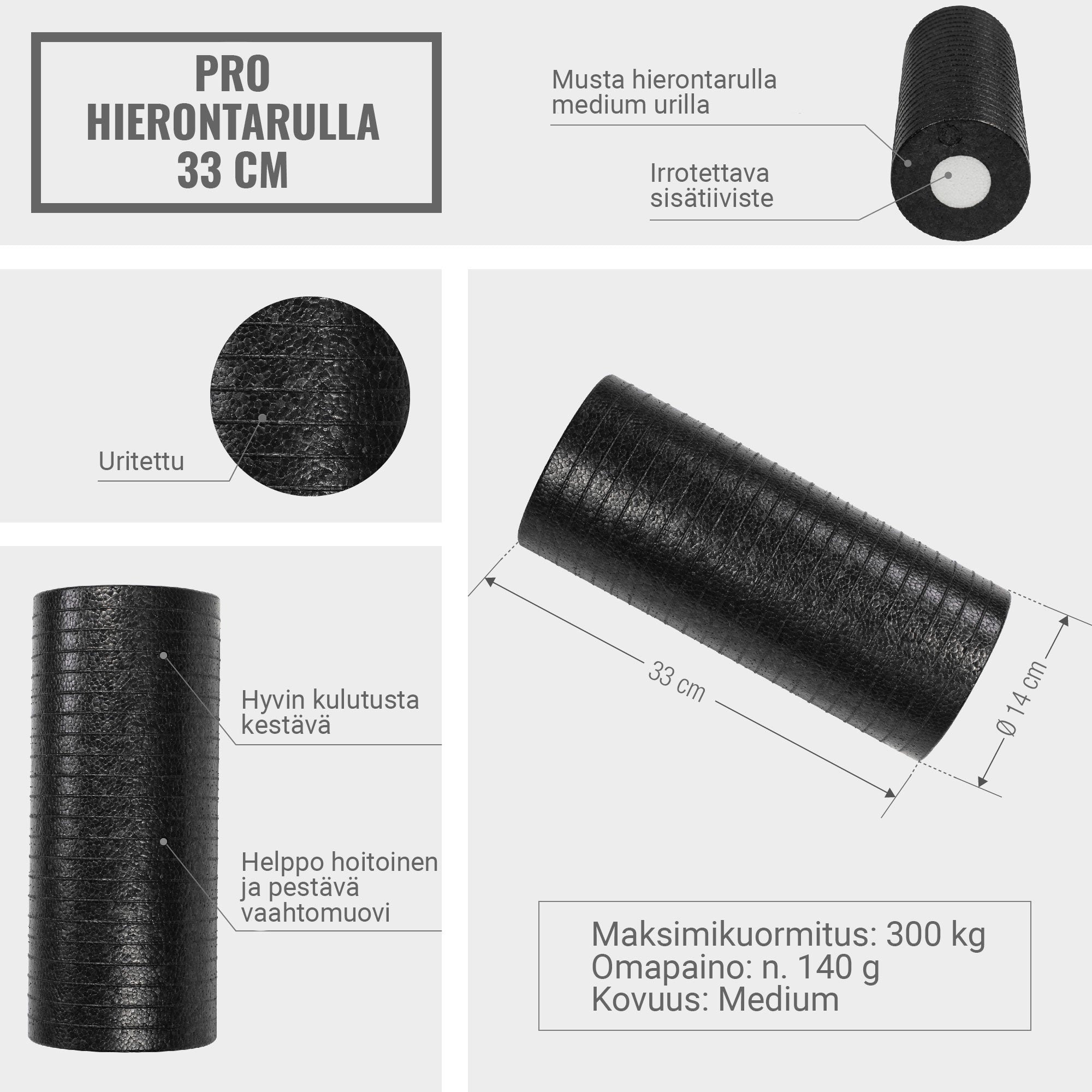 Pilatesrulla PRO 33 x 14 cm