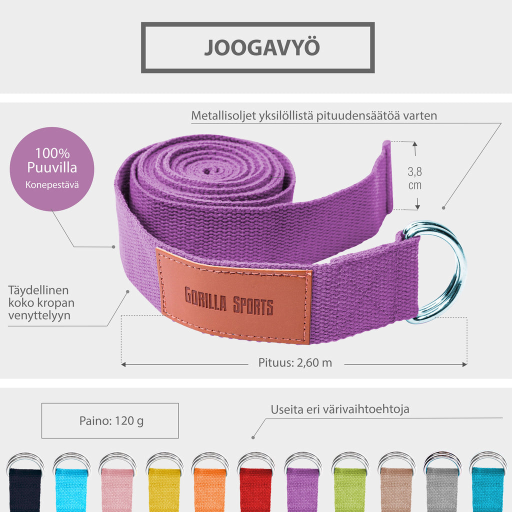 Puuvillainen joogavyö 260 cm