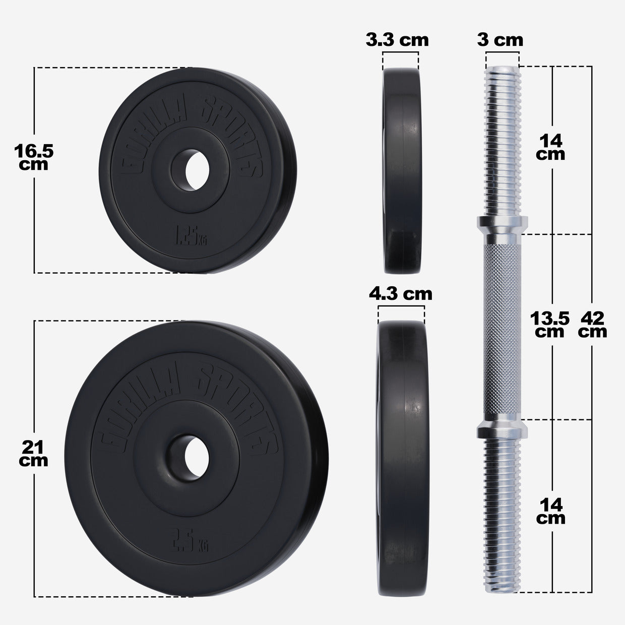 Säädettävä vinyylikäsipainosetti 30 kg, 30mm