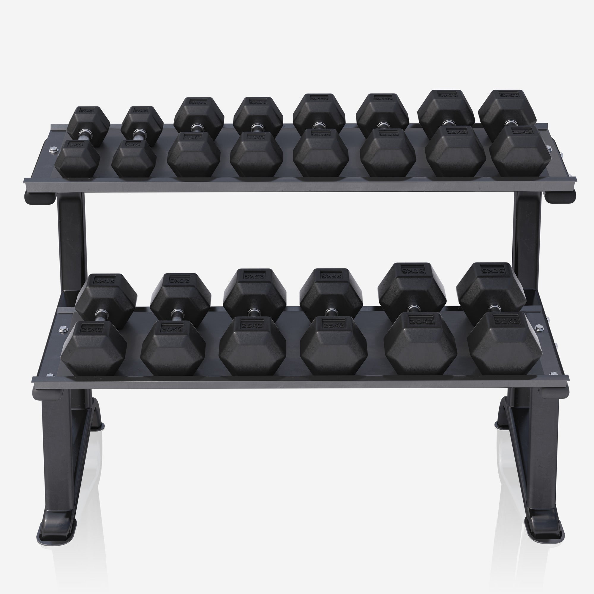 Hexagon-käsipainosetti 237 kg telineellä