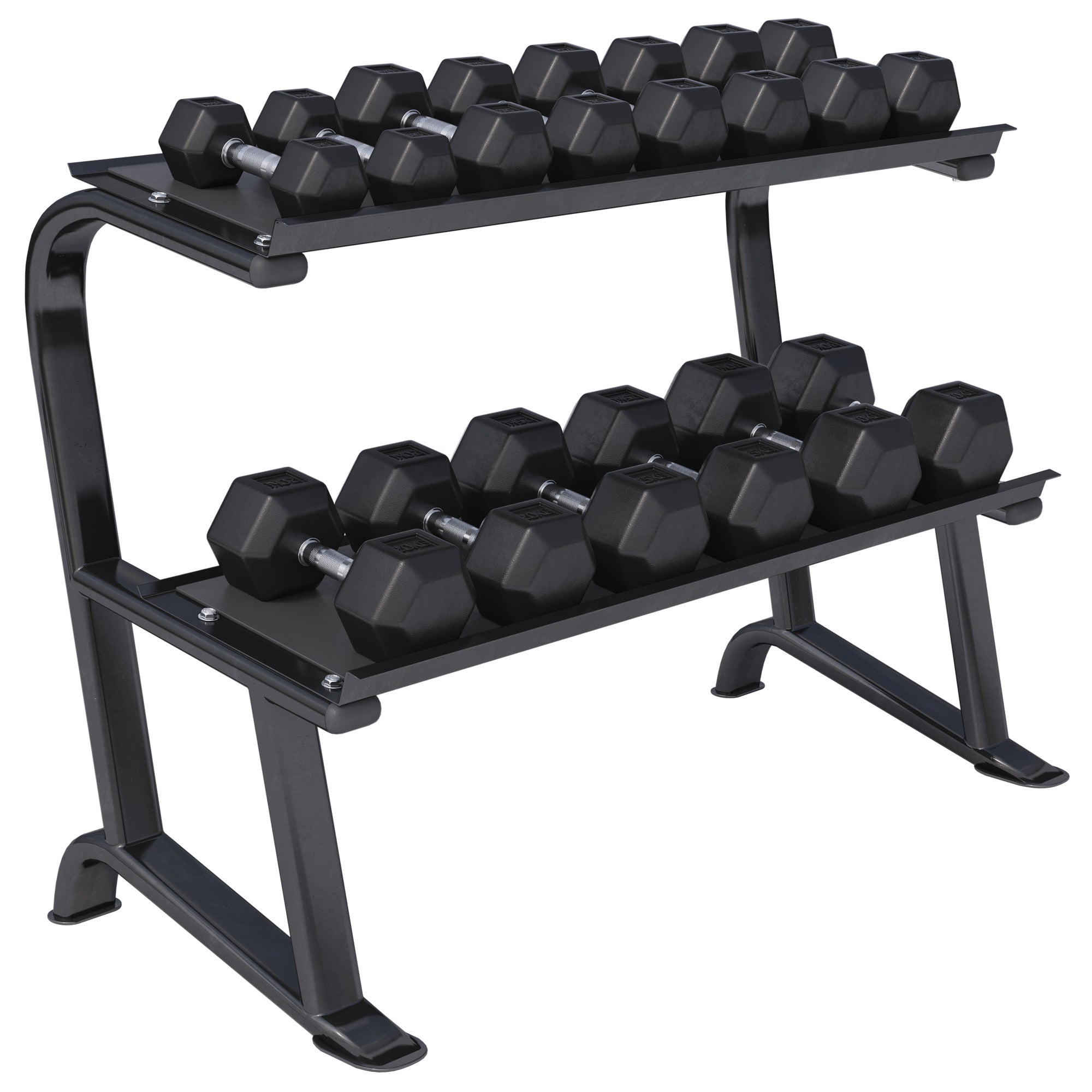 Hexagon-käsipainosetti 237 kg telineellä