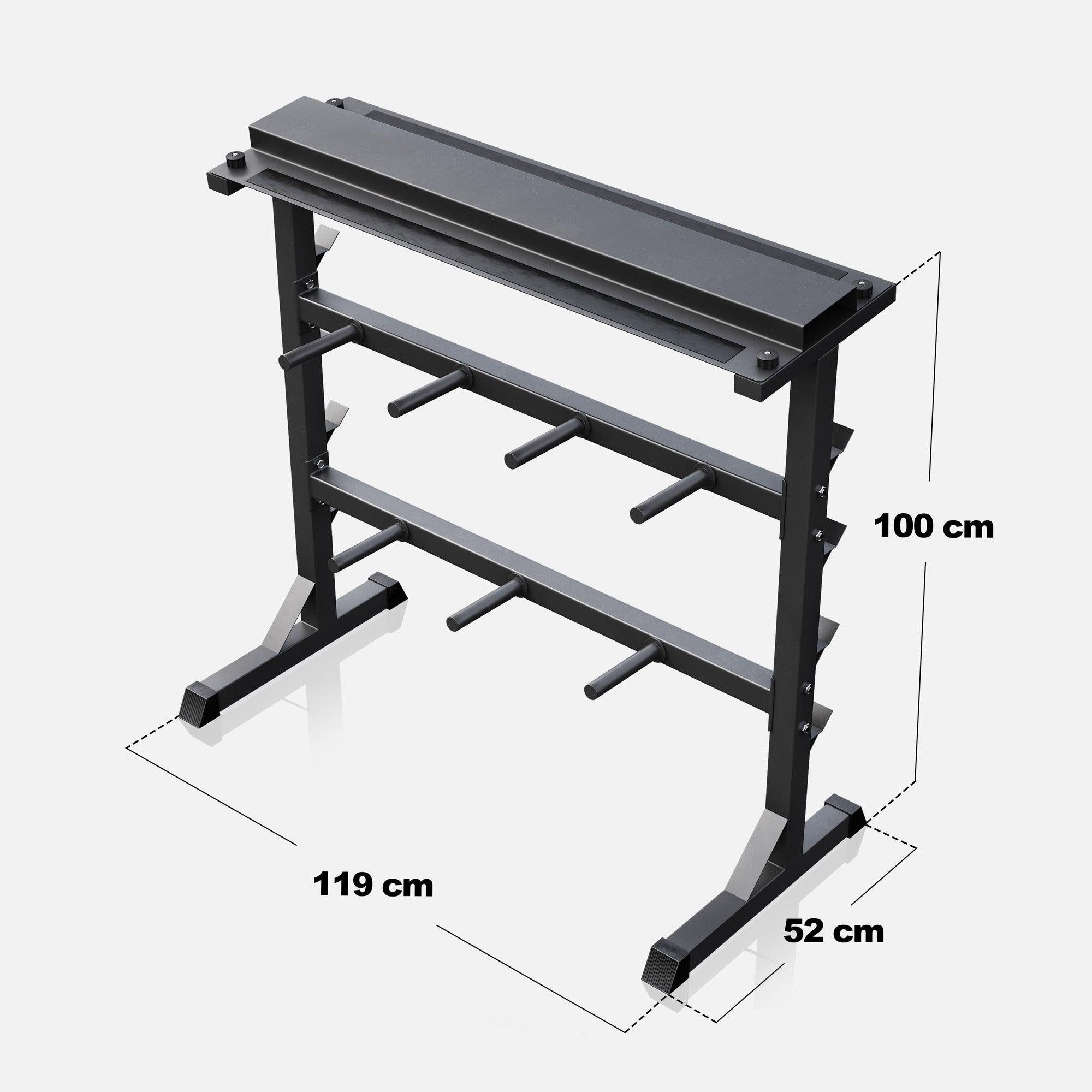 3-In-1 painoteline levypainoille, käsipainoille ja tangoille, musta