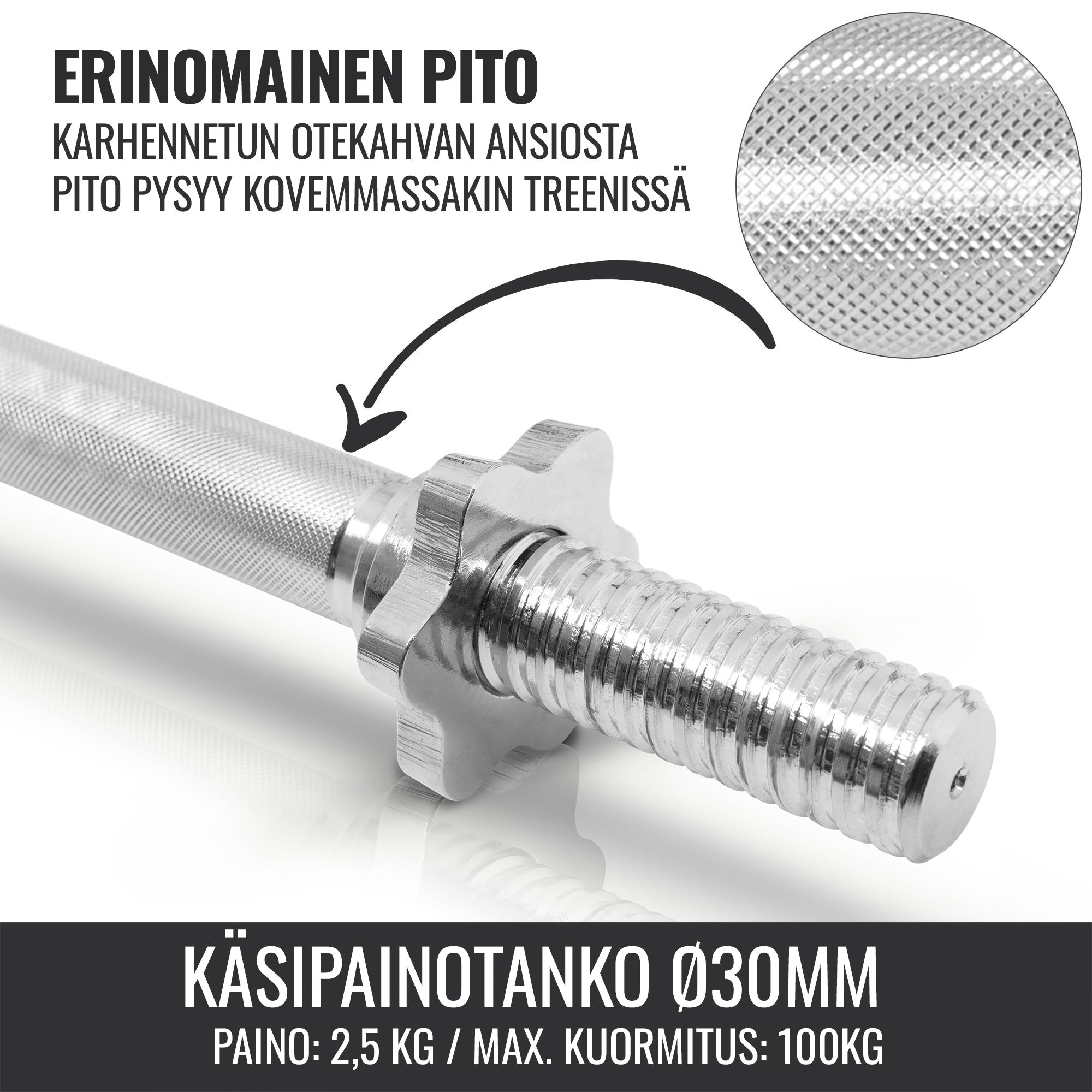 Kumipinnoitettu käsipainosetti 30 kg