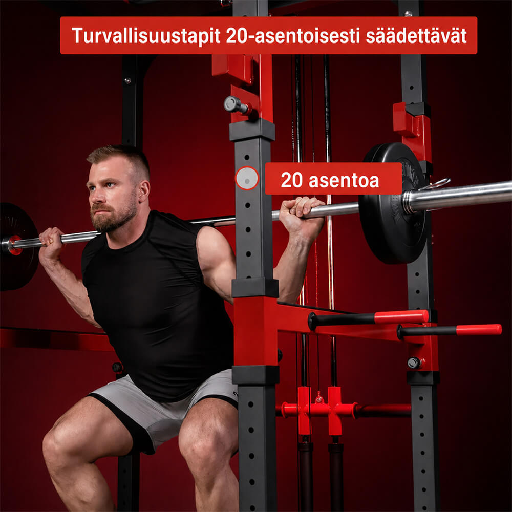 Power Rack pritūpimų narvas su apatine ir viršutine trauka