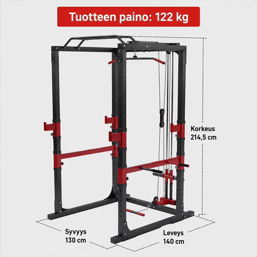 Power Rack pritūpimų narvas su apatine ir viršutine trauka