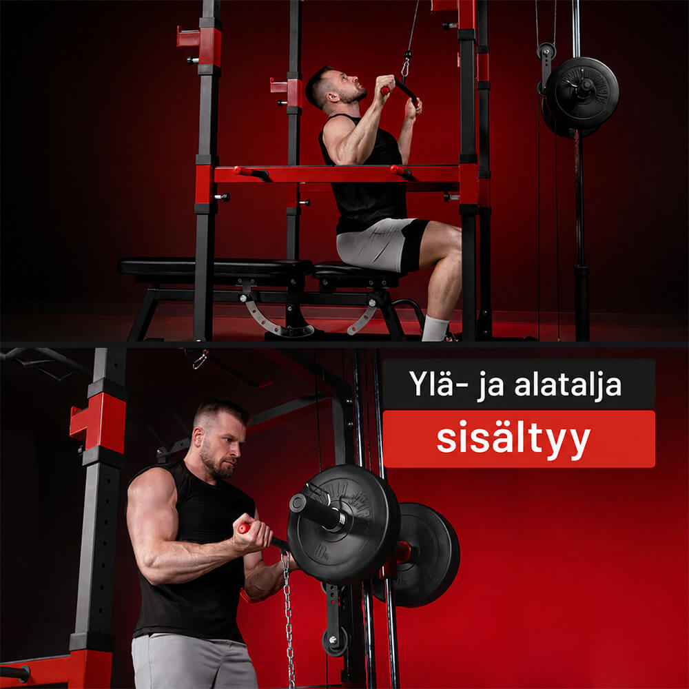 Power Rack pritūpimų narvas su apatine ir viršutine trauka