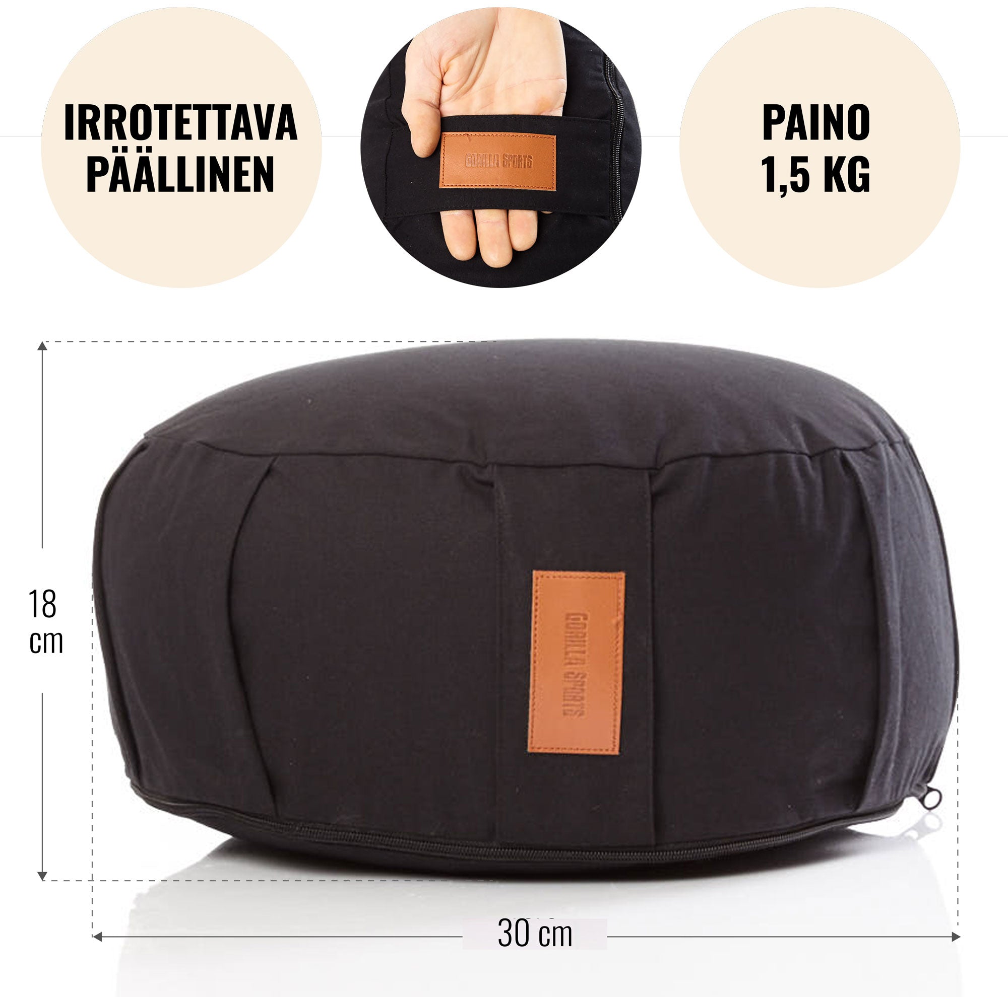 Puuvillainen joogatyyny 34 x 18 cm, Sininen